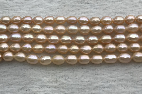 FWP168 14.5 inches 4mm - 5mm rice light purple freshwater pearl strands