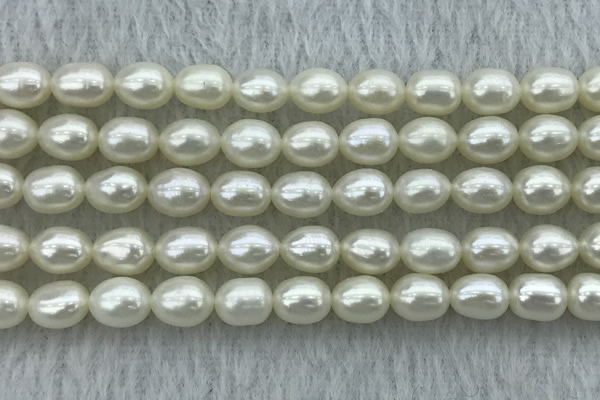 FWP181 15 inches 6mm - 7mm rice white freshwater pearl strands