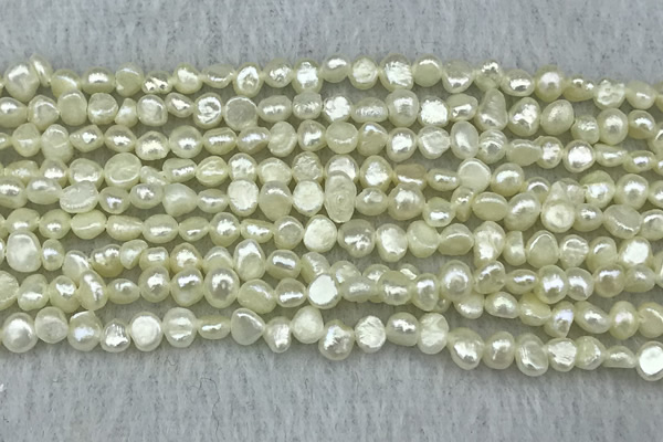 FWP231 14.5 inches 3mm - 4mm baroque white freshwater pearl strands