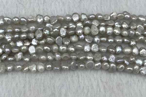 FWP232 14.5 inches 3mm - 4mm baroque grey freshwater pearl strands