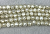 FWP245 15 inches 8mm - 9mm baroque white freshwater pearl strands