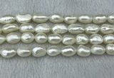 FWP285 15 inches 9mm - 10mm baroque white freshwater pearl strands