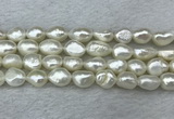 FWP286 15 inches 9mm - 10mm baroque white freshwater pearl strands