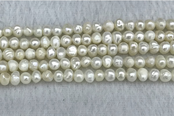 FWP30 14.5 inches 4.5mm potato white freshwater pearl strands