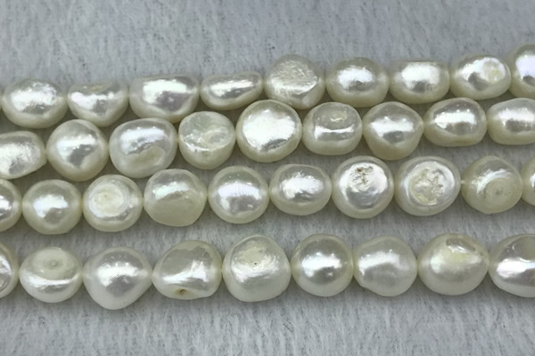 FWP302 15 inches 11mm - 12mm baroque white freshwater pearl strands