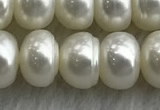 FWP324 15 inches 8mm - 9mm button white freshwater pearl strands