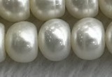 FWP326 15 inches 9mm - 10mm button white freshwater pearl strands