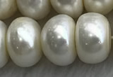 FWP332 15 inches 12mm - 13mm button white freshwater pearl strands