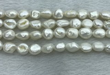 FWP350 15 inches 7mm - 8mm baroque white freshwater pearl strands