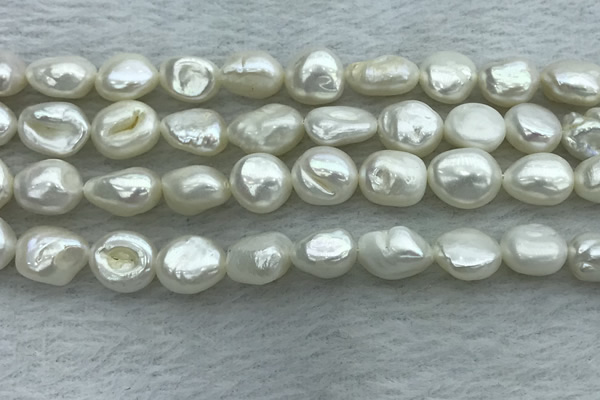 FWP350 15 inches 7mm - 8mm baroque white freshwater pearl strands