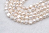 FWP490 14 inches 8mm - 9mm baroque white freshwater pearl strands