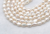 FWP494 14 inches 7mm - 8mm baroque white freshwater pearl strands