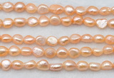 FWP497 14 inches 8mm - 9mm baroque pink freshwater pearl strands