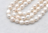 FWP500 14 inches 10mm - 11mm baroque white freshwater pearl strands