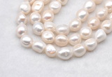 FWP504 14 inches 11mm - 12mm baroque white freshwater pearl strands