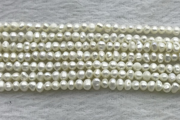 FWP51 14.5 inches 3mm - 4mm potato white freshwater pearl strands