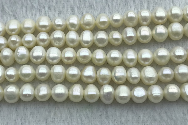 FWP59 15 inches 6mm - 7mm potato white freshwater pearl strands