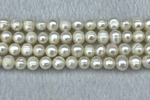 FWP66 15 inches 7mm - 8mm potato white freshwater pearl strands