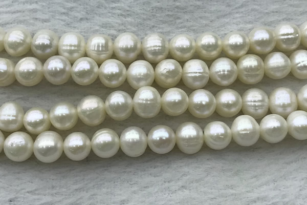 FWP80 15 inches 7mm - 8mm potato white freshwater pearl strands