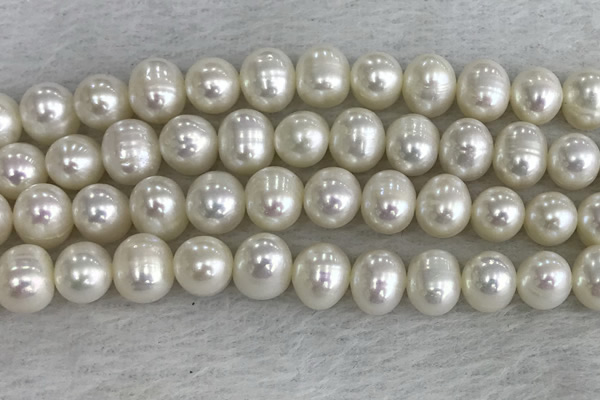 FWP90 15 inches 8mm - 9mm potato white freshwater pearl strands