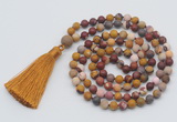 GMN1017 Hand-knotted 8mm, 10mm matte mookaite 108 beads mala necklaces with tassel