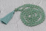 GMN1019 Hand-knotted 8mm, 10mm matte green aventurine 108 beads mala necklaces with tassel