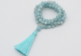 GMN1025 Hand-knotted 8mm, 10mm matte amazonite 108 beads mala necklaces with tassel