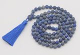 GMN1026 Hand-knotted 8mm, 10mm matte lapis lazuli 108 beads mala necklaces with tassel