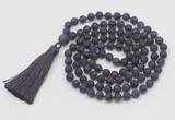 GMN1028 Hand-knotted 8mm, 10mm matte amethyst 108 beads mala necklaces with tassel