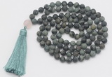 GMN1035 Hand-knotted 8mm, 10mm matte kambaba jasper 108 beads mala necklace with tassel