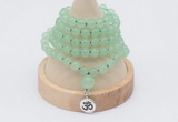 GMN1111 Hand-knotted 8mm candy jade 108 beads mala necklace with charm