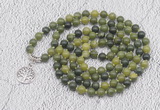 GMN1122 Hand-knotted 8mm, 10mm Canadian jade 108 beads mala necklaces with charm