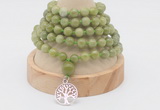 GMN1123 Hand-knotted 8mm, 10mm China jade 108 beads mala necklaces with charm