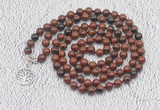 GMN1128 Hand-knotted 8mm, 10mm mahogany obsidian 108 beads mala necklaces with charm