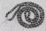 GMN1130 Hand-knotted 8mm, 10mm black labradorite 108 beads mala necklaces with charm