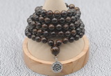 GMN1135 Hand-knotted 8mm, 10mm bronzite 108 beads mala necklaces with charm