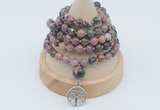 GMN1145 Hand-knotted 8mm, 10mm rhodonite 108 beads mala necklaces with charm