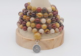 GMN1146 Hand-knotted 8mm, 10mm mookaite 108 beads mala necklaces with charm