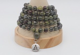 GMN1165 Hand-knotted 8mm, 10mm dragon blood jasper 108 beads mala necklaces with charm