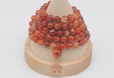 GMN1197 Hand-knotted 8mm, 10mm red banded agate 108 beads mala necklaces with charm