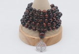 GMN1223 Hand-knotted 8mm, 10mm red tiger eye 108 beads mala necklaces with charm