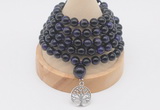 GMN1227 Hand-knotted 8mm, 10mm purple tiger eye 108 beads mala necklaces with charm