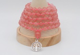 GMN1241 Hand-knotted 8mm, 10mm cherry quartz 108 beads mala necklaces with charm