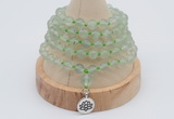 GMN1243 Hand-knotted 8mm, 10mm prehnite 108 beads mala necklaces with charm