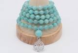 GMN1250 Hand-knotted 8mm, 10mm amazonite 108 beads mala necklaces with charm