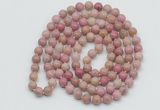 GMN129 Hand-knotted 6mm pink wooden jasper 108 beads mala necklaces