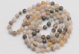 GMN134 Hand-knotted 6mm bamboo leaf agate 108 beads mala necklaces