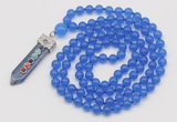 GMN1406 Hand-knotted 8mm candy jade 108 beads mala necklace with pendant