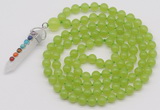 GMN1408 Hand-knotted 8mm candy jade 108 beads mala necklace with pendant