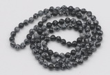 GMN141 Hand-knotted 6mm snowflake obsidian 108 beads mala necklaces